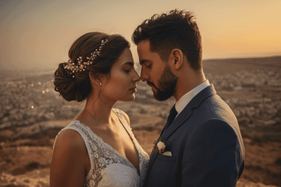 picture of the couple in the wedding clothes