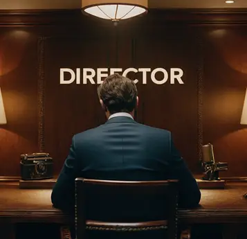 The picture of the man and the word "director"